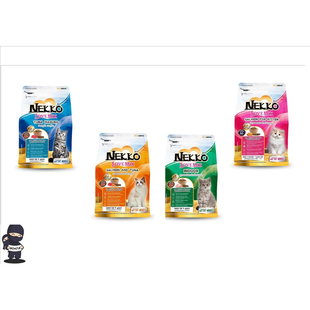 Nekko Love Mix อาหารแมวแบบเม็ด ขนาด 400 กรัม ( 1 ถุง ) ** อ่านรายละเอียดก่อนสั่งซื้อ **