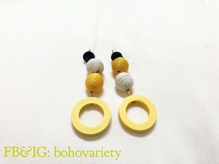 ต่างหูเชือกถัก Hemp Rope ball earrings