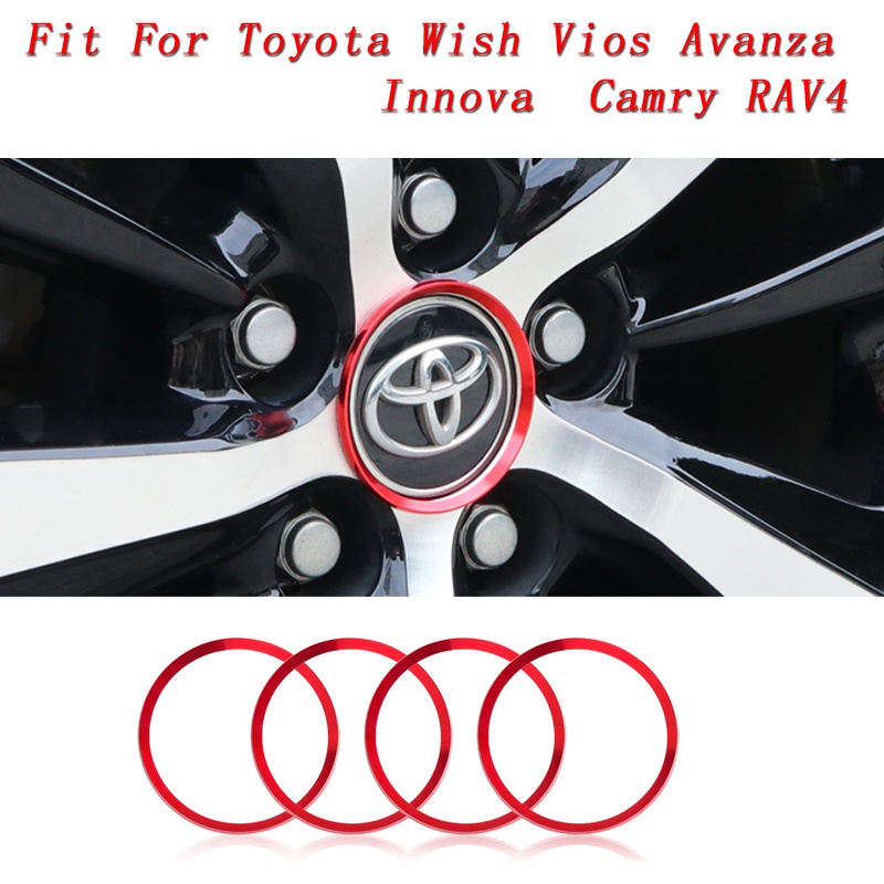 สติ๊กเกอร์ติดล้อ โตโยต้า / 4pcs Car Styling Wheel Hub Decorative Circle For Toyota Cross Wish Revo CHR Corolla Vigo Altis Accessories