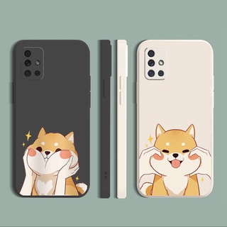 เคสซิลิโคนนิ่ม ขอบตรง ลายชิบะอินุ สําหรับ Samsung A31 A32 4G A52 A72 5G A11 A51 A71 A21S A02S A20S