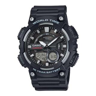 Casio Standard รุ่น AEQ-110W-1AVDF นาฬิกาข้อมือผู้ชาย สีดำ สายเรซิ่น -มั่นใจ ของแท้ 100% ประกันศูนย์ 1 ปีเต็ม