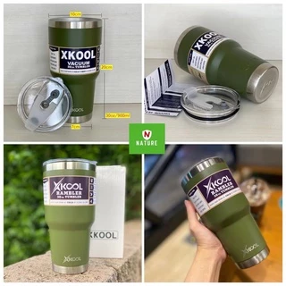 Xkool แก้วขนาด 30Oz สีพื้นเก็บอุณหภูมิความเย็น,ร้อน เป็นสแตนเลส 304 Free!!ยางลองแก้วไม่มีไอน้ำเกาะ