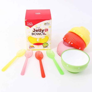 เซตชาม Jelly 4 ใบ 4 สี พร้อมช้อน เซตชาม Jelly รูปทรงทันสมัย