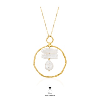 Haus of Jewelry - MOANA KAIA NECKLACE สร้อยคอเงินแท้ ประดับมุกน้ำจืดและเพชรคิวบิกเซอร์โคเนีย