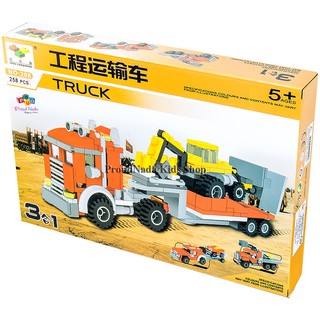 ProudNada Toys ของเล่นเด็กชุดตัวต่อเลโก้รถก่อสร้าง 3in1 TRUCK 258 PCS NO.208