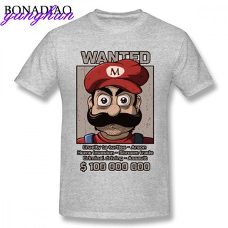 แฟชั่น เสื้อยืด พิมพ์ลาย เสื้อยืดผ้าฝ้าย YH Super Mario สำหรับผู้ชาย