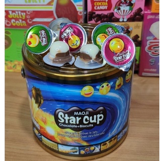 Maoji Starcup มาโอจิสตาร์คัพ​ ช็อกโกแลตบิสกิตขนาด6กรัม​ x​ 100ชิ้น