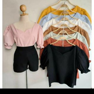 เสื้อคอเหลี่ยมหยักหัวใจ เนื้อผ้าฝ้าย