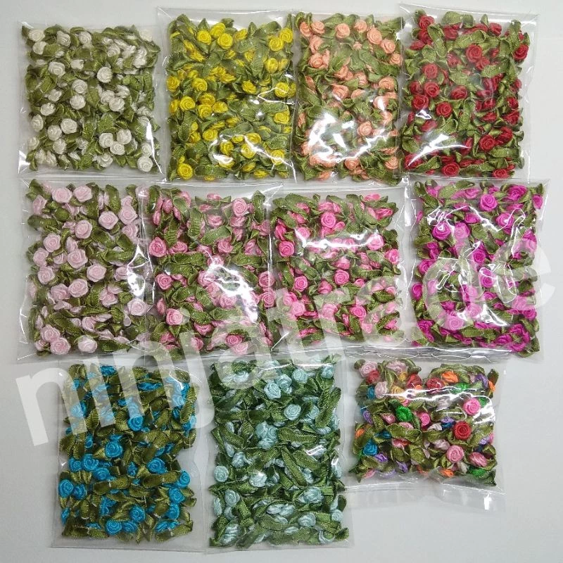 กุหลาบผ้าจิ๋ว กุหลาบริบบิ้นผ้า (50,100ชิ้น) มี 24 สีให้เลือก
