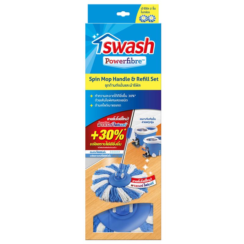 อะไหล่ม็อบด้ามม็อบถั่งปั่น+ผ้ารีฟิลล์ SWASH SW0370 ไม้ถูพื้น ไม้รีดน้ำ Mop parts, bucket handle+refi