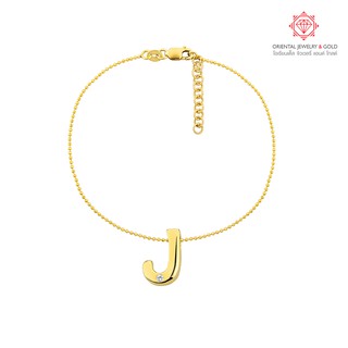 [ผ่อน 0% 10 เดือน] OJ GOLD สร้อยข้อมือเพชรแท้ 18K ตัวอักษร J ทองแท้ น้ำ 100 มีใบรับประกัน ส่งฟรี kerry LETTER  J