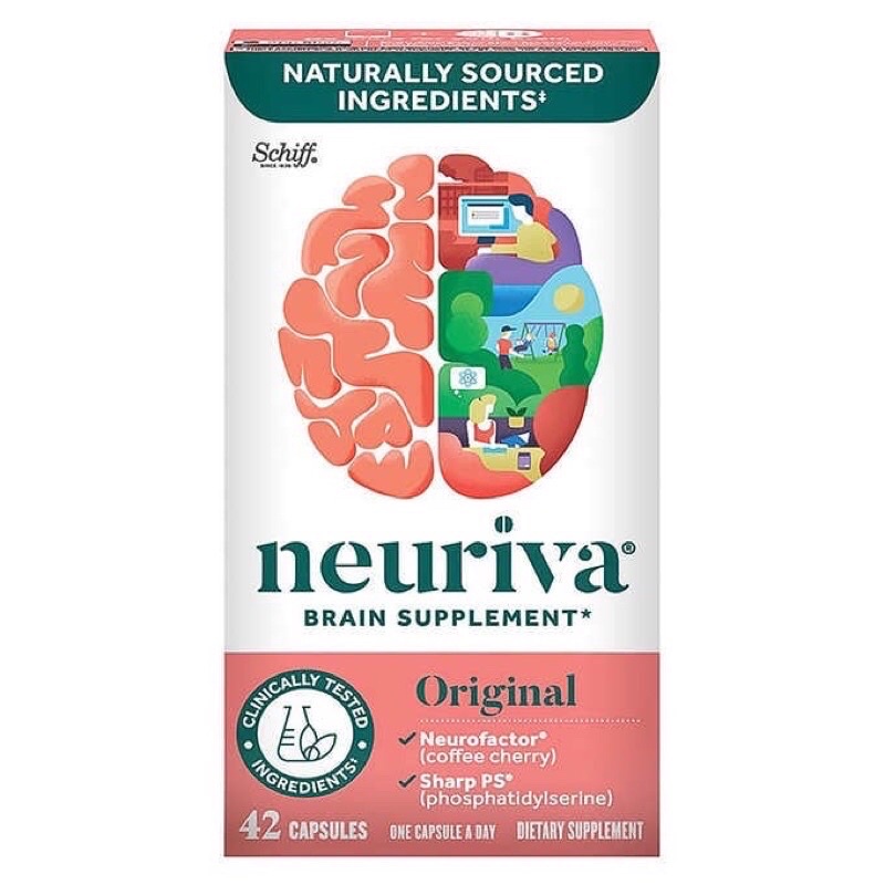 (พร้อมส่ง) EXP01/2026 วิตามินบำรุงสมอง ความจำ Neuriva Brain Supplement Original, 42 Capsules