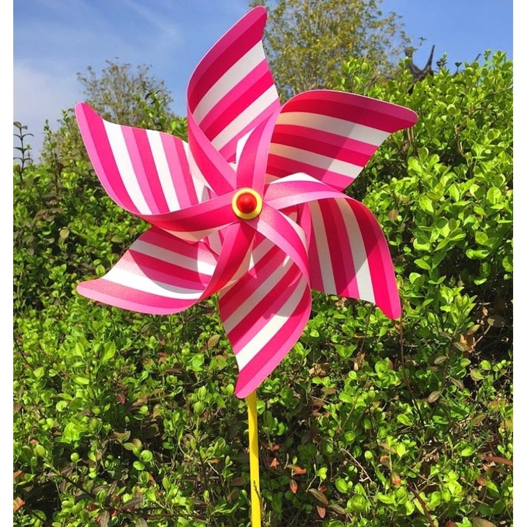 กังหันลม ขนาดใหญ่ ลายทางเก๋ๆ ทำจากพลาสติก PVC ก้านแข็งแรงทนทาน ขนาด 30 cm. - รูปที่ 2