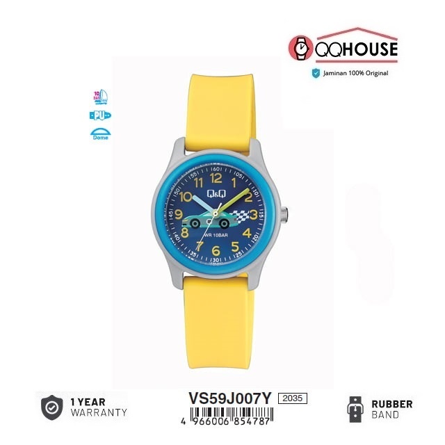 Q&Q QNQ QQ VS59 VS59J VS59J007 VS59J007Y ANALOG KIDS WATCH RUBBER BAND CHILDRENS WATCH RUBBER STRAP