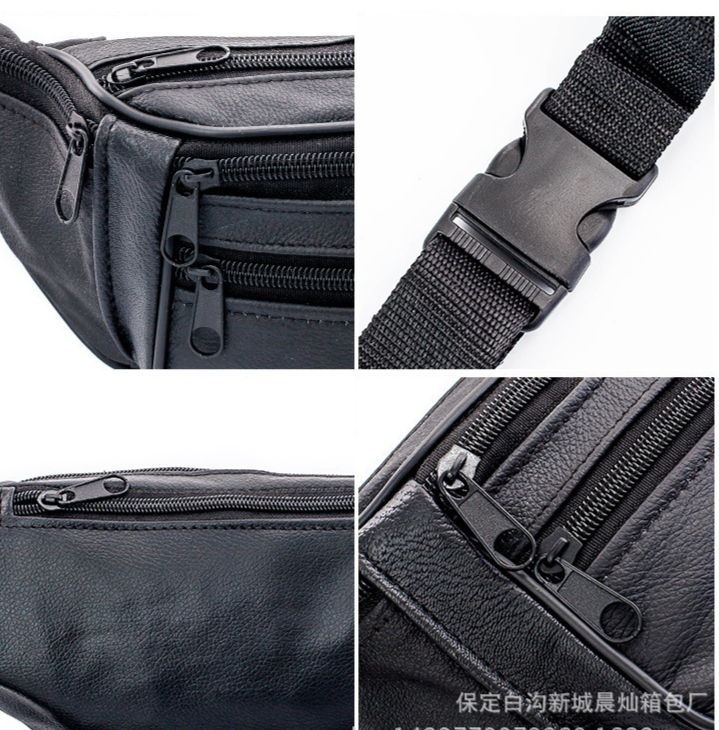 (w121) กระเป๋าคาดเอวพ่อค้า งานหนัง มีซิปเยอะ6ช่อง bagdance