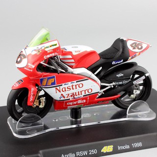 โมเดลรถมอเตอร์ไซค์ Aprilia RSW 250 VR46 Imola 1998 ทำจากเหล็ก สัดส่วน 1:18(แดง)