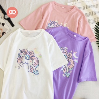 น่ารักมาก ใส่สบาย 🦄 เสื้อยืดแขนสั้น OVERSIZE ลายการ์ตูน น่ารัมาก ใส่สบาย  664  เสื้อยืดผู้หญิง 🦄