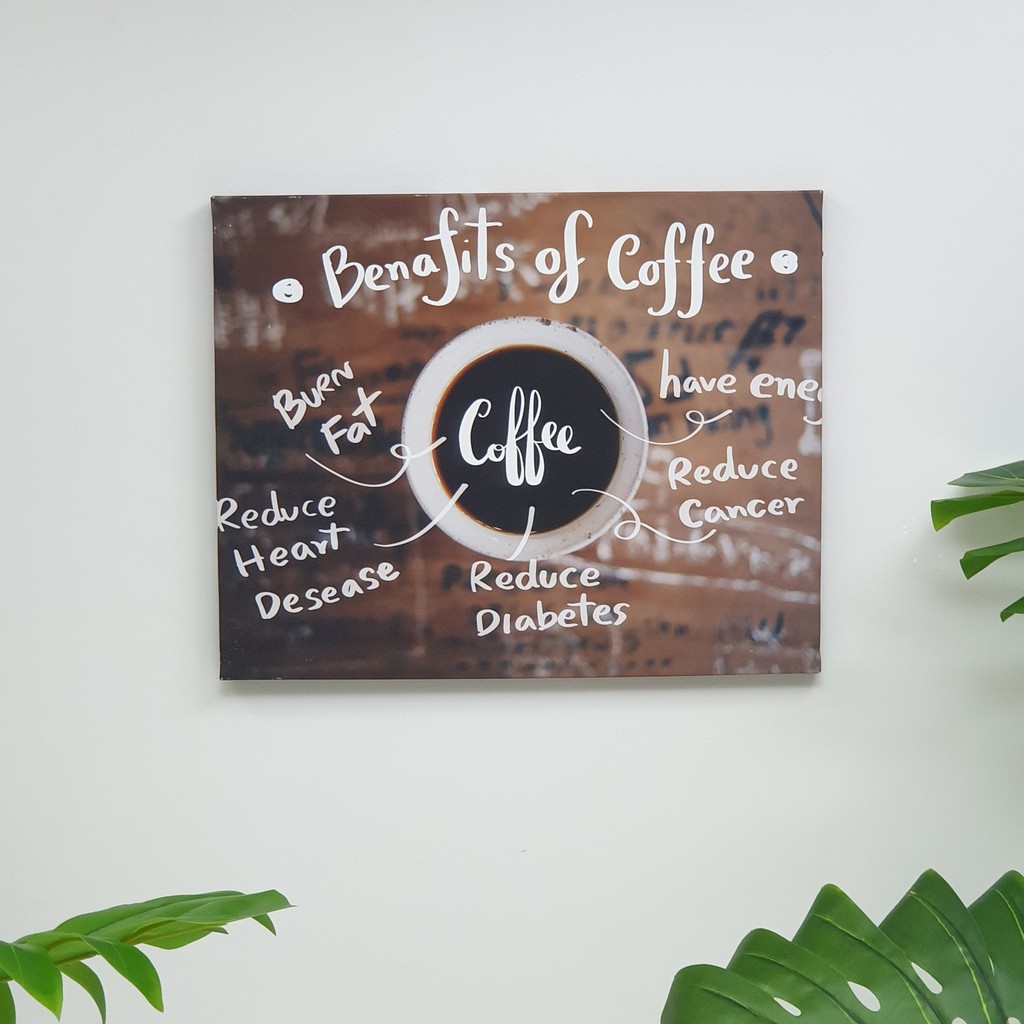 รูปแคนวาส ตกแต่งร้านกาแฟ 60x40 cm ลาย benefits of coffee