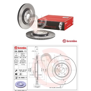 09 B969 11 จานเบรค ล้อ R (ยี่ห้อ BREMBO) รุ่น HC PVT PORSCHE Macan ปี2014-2018