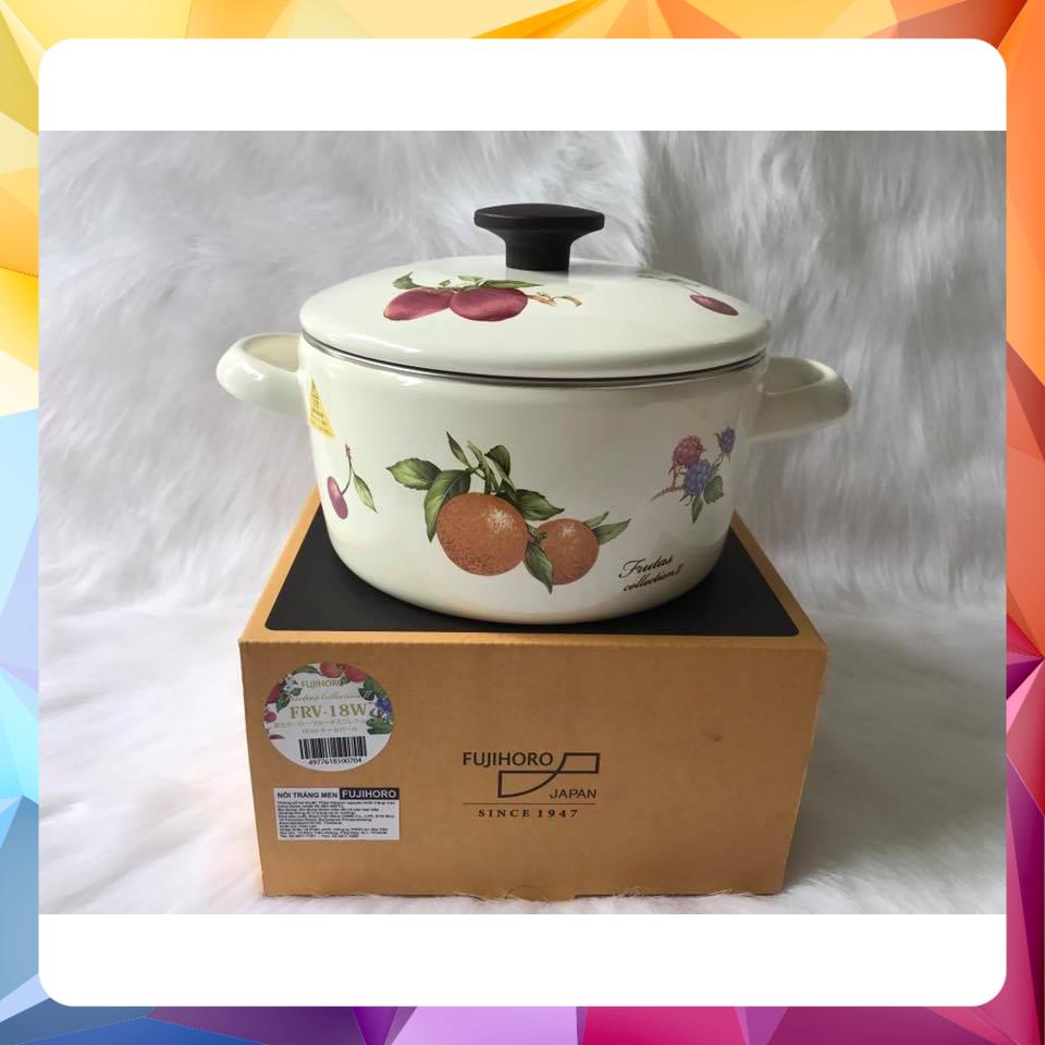 FUJIHORO FRV-18w หม้อเหล็กเคลือบญี่ปุ่น 18 ซม. - 2.2 ลิตร Frutas Collection II (รูปแบบผลไม้) - เฉพาะ
