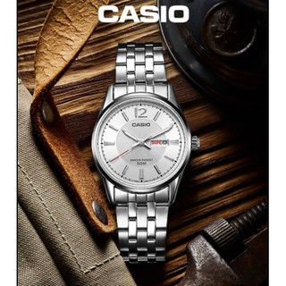 นาฬิกา Casio รุ่น MTP-1335D-7A  นาฬิกาข้อมือผู้ชาย สายแสตนเลส หน้าปัดขาว กันน้ำ 50 เมตร - ของแท้100% รับประกันสินค้า1ปี