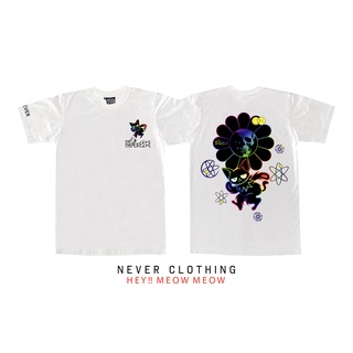 NEVER CLOTHING เสื้อยืด แขนสั้น รุ่น HEY MEOW MEOW สีขาว