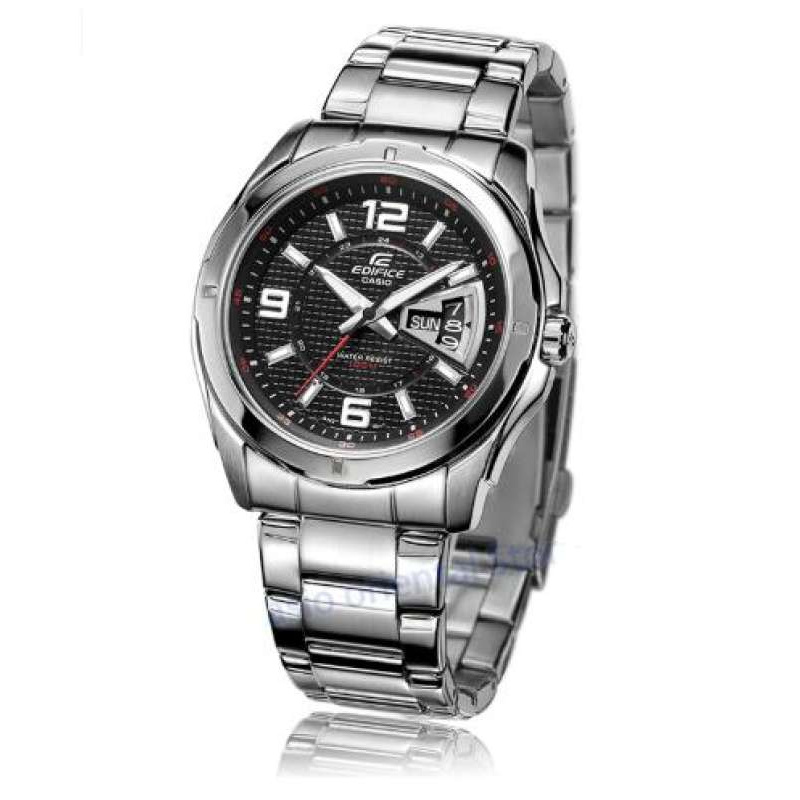 Win Watch Shop นาฬิกา Casio Edifice รุ่น EF129D1AV นาฬิกาผู้ชายสายแสตนเลส สีเงิน หน้าปัดดำประกัน CMG 1 ปีเต็ม