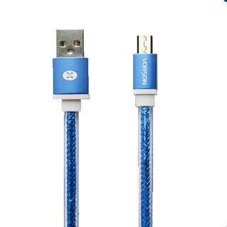 Vorson สาย Micro USB สำหรับ Android เเละอุปกรณ์อื่นที่รองรับ (Blue)