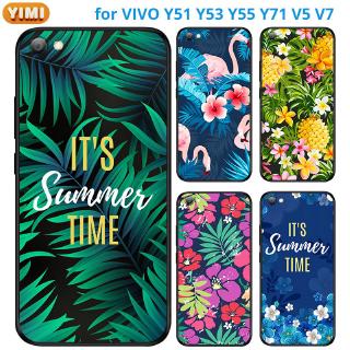 เคส VIVO Y27 Y78 y36 Y35 Y22 Y22s Y31 Y51 Y53S Y76 Y77 Y91C Y1S Y52 Y72 Pro 4G 5G V2247 V2249 1820 V2271A นิ่ม ลายกราฟฟิกใบไม้ ดอกไม้ ฟลามิงโก้ สุดเก๋