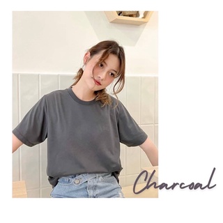 เสื้อยืดแขนสั้น คอกลม สี Charcoal