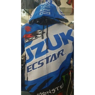 SUZUKI เสื้อแจ็กเก็ต เสื้อฮู้ดดี้ พิมพ์ลายมอนสเตอร์ ซูซูกิ Ecstar Team Racing Monster Energy RR GSX MOTUL Akrapovic Michelin Dota มีซิป กันน้ํา สําหรับขี่รถจักรยานยนต์