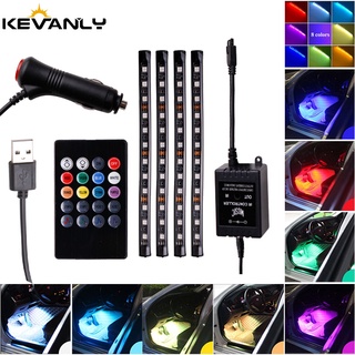 2/4x12 LED รถยนต์ ไร้สาย ระยะไกล / เพลง ควบคุม หลายโหมด RGB นีออน ไฟภายใน LED บรรยากาศ ไฟภายในรถ