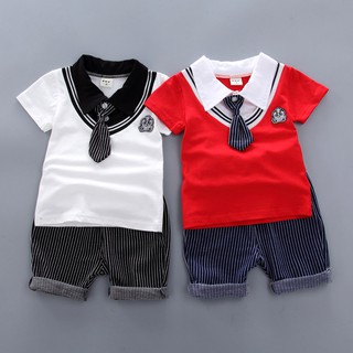 (1-4ปี) ชุด3ชิ้น my boy เสื้อแขนสั้น+กางเกง+เนคไท
