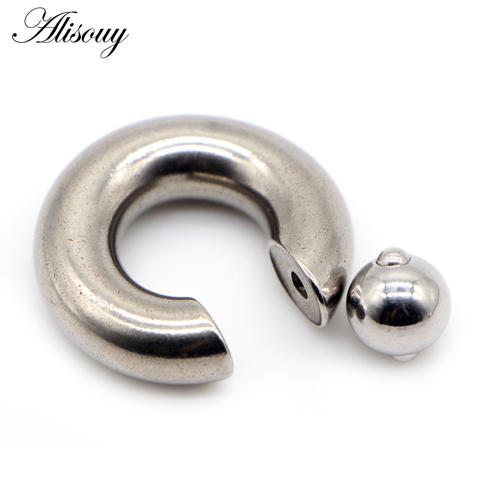 Alisouy 1 PC สแตนเลสขนาดใหญ่ Captive Hoop BCR คิ้ว Tragus ปิดหัวนมบาร์แหวนจมูกหูเจาะเครื่องประดับ - รูปที่ 2