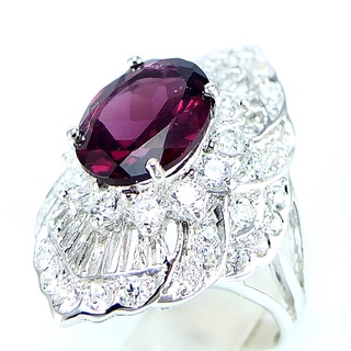 SKJewelryFactory แหวนพลอยสีแดงอมม่วง พลอยโรโดไลท์การ์เน็ตแท้ เรือนเงิน92.5% ER00624-RGN