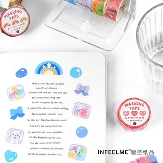 <พร้อมส่ง> Infeel Me สติ๊กเกอร์ม้วน V.2 100ดวง มีลาย มุ้งมิ้ง✨ น่ารัก ต้นไม้,ผลไม้,สัตว์น้อย,เค้ก,คุ้กกี้,ดาวเคราะห์