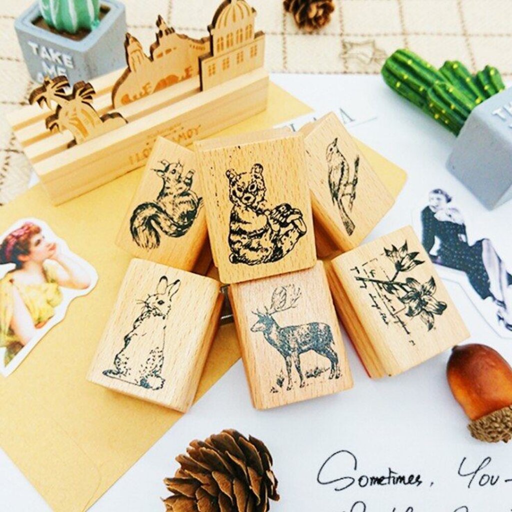 ตัวปั๊ม ตรายาง รูปสัตว์ Forest Animals ลายสัตว์ ดอกไม้