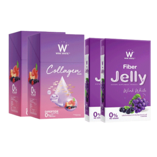 [เซ็ทปัง 4ชิ้น] WINK WHITE W Collagen Plus ดับเบิ้ลยู คอลลาเจนพลัส 1+1 /Jelly Fiber เจลลี่ไฟเบอร์ 1+1