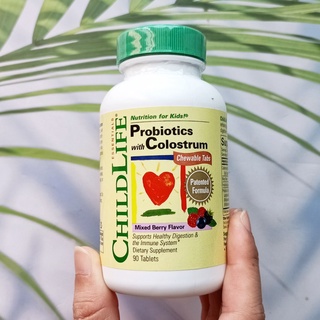 (ChildLife®) Probiotics with Colostrum, Mixed Berry Flavor 90 Taptets เม็ดเคี้ยว โปรไบโอติค โปรไบโอติคส์+โคลอสตรุ้ม