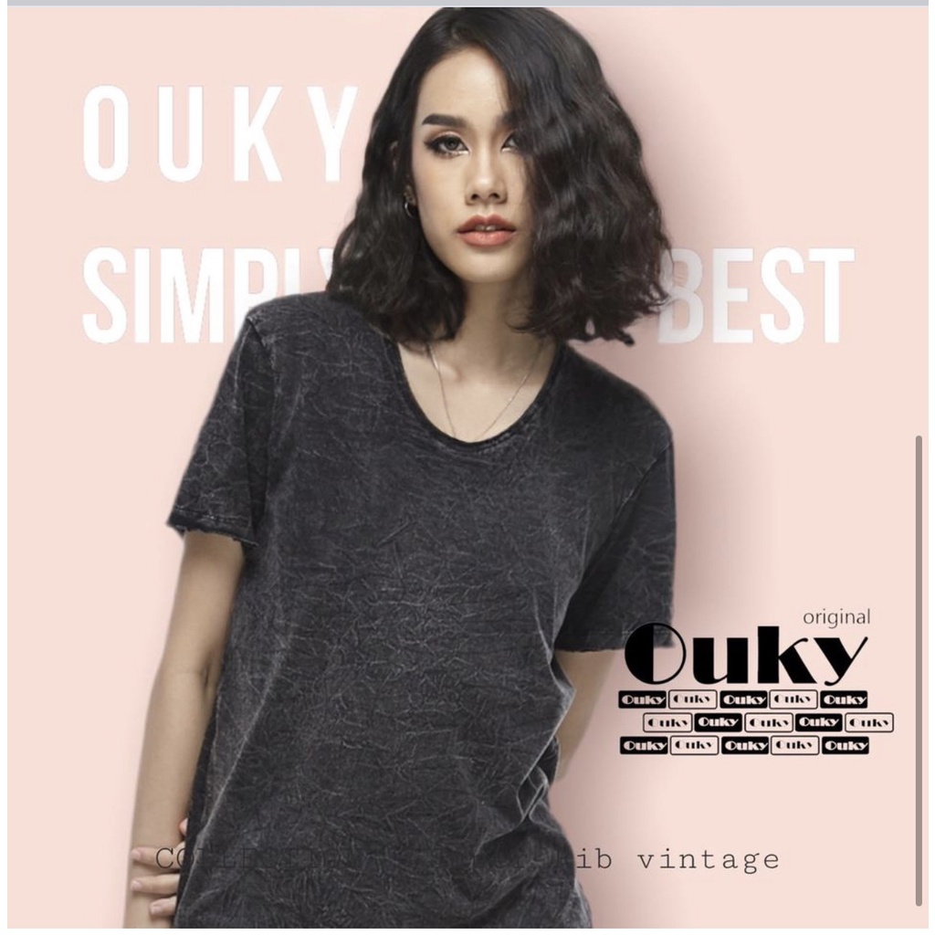 Ouky เสื้อฟอกยืดแนววินเทจ (มีไซส์ให้เลือก)