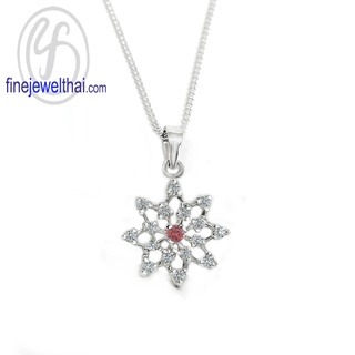 Finejewelthai-จี้ทับทิม-ทับทิม-จี้เพชรCZจี้พลอย-พลอยประจำเดือนเกิด-Ruby-Silver-Pendant-Birthstone-P1094rb00e