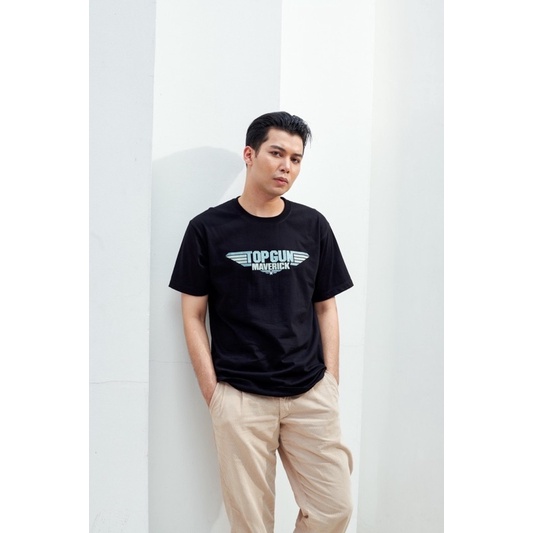 VATANA-เสื้อยืดแขนสั้น สีดำ พิมพ์ลายโลโก้ Top Gun ลิขสิทธิ์ MARVEL