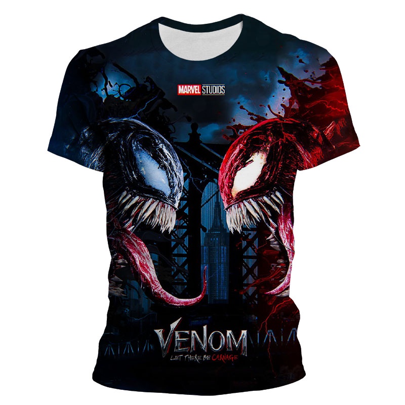 เสื้อยืดแขนสั้นลําลอง พิมพ์ลายการ์ตูน Venom 3 มิติ แฟชั่นฤดูร้อน สไตล์สตรีท สําหรับผู้ชาย และผู้หญิง