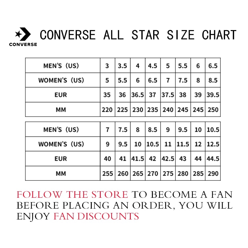 converse size chart women's