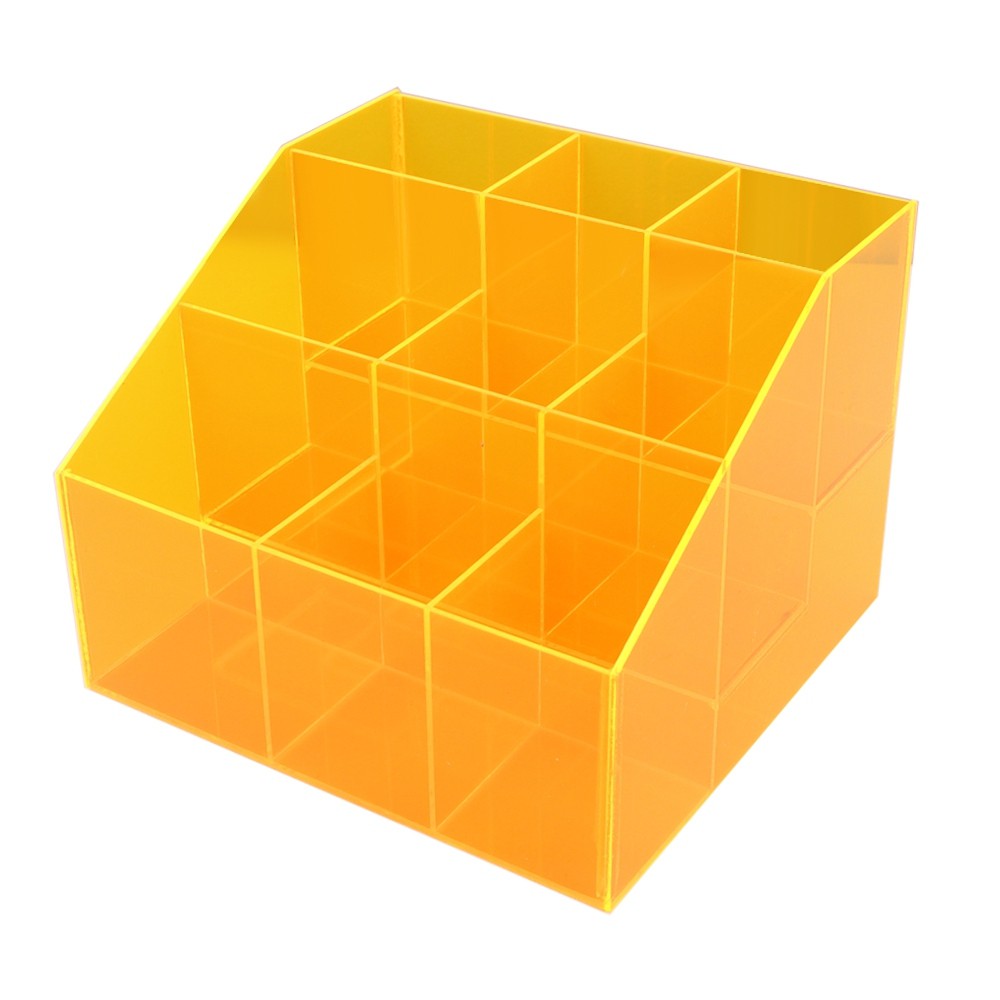 Telecorsa กล่องอะคริลิคเหลี่ยม 9 ช่อง  สีส้ม รุ่น Orange-plastic-acrylic-cosmetic-lipstick-00B-Likkit1