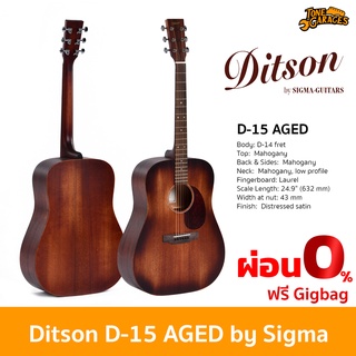 Ditson Guitars D-15 AGED Acoustic Guitar กีต้าร์โปร่ง กีต้าร์อะคูสติก