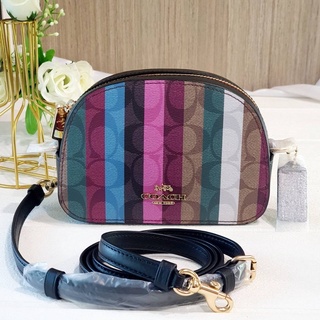 👑ผ่อน0%แท้100%👑 กระเป๋าสะพาย 🌈MINI SERENA CROSSBODY IN SIGNATURE CANVAS WITH STRIPE PRINT (COACH C5590)