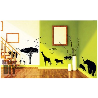 SALE Transparent Wall Sticker สติ๊กเกอร์ติดผนัง Africa Wild (กว้าง208cm.xสูง80cm.)