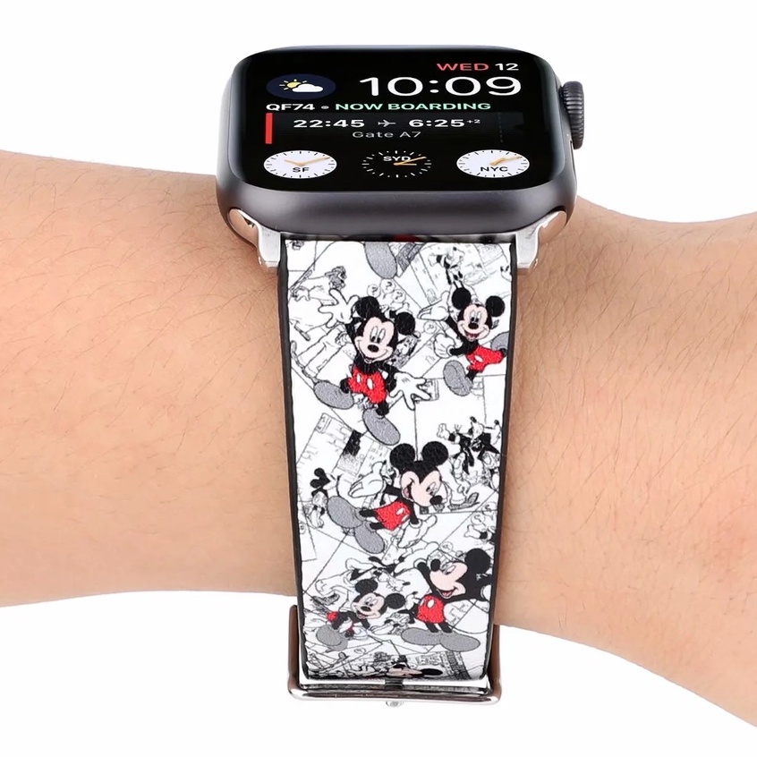 สายนาฬิกาข้อมือ ลายการ์ตูนมิกกี้ มินนี่เมาส์ แบบเปลี่ยน สําหรับ Apple watch s7 6 5 4 3 2 1SE iwatch