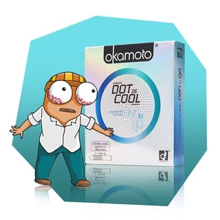 Okamoto Dot De Cool ถุงยางอนามัย แบบมีปุ่ม สูตรเย็น ขนาด 52 มม. บรรจุ 1 กล่อง (2 ชิ้น)
